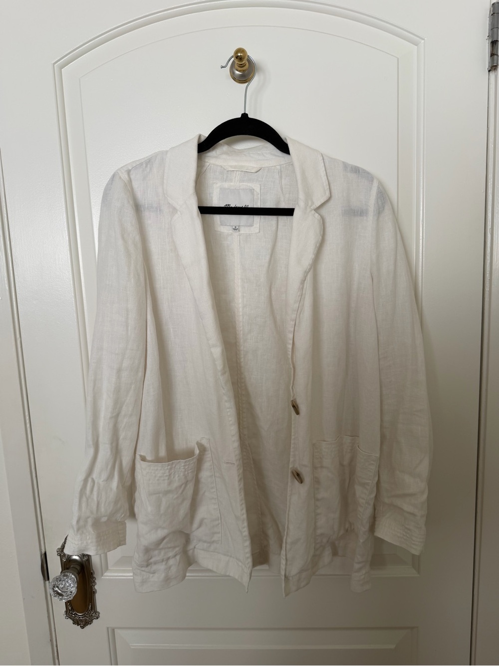 Madewell Dorset Cream Button-Front Linen Relaxed Blazer - Picture 3 of 5